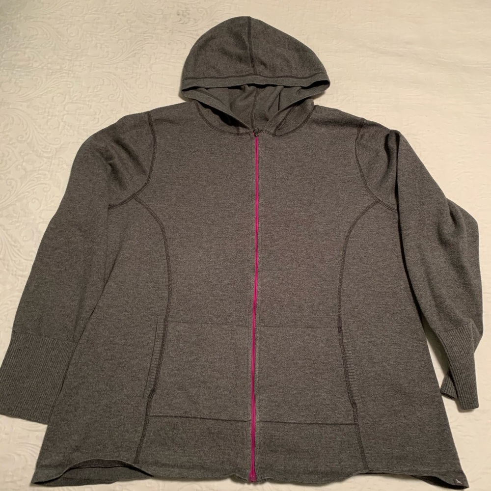 Eddie Bauer zip up knit sweater with hood
